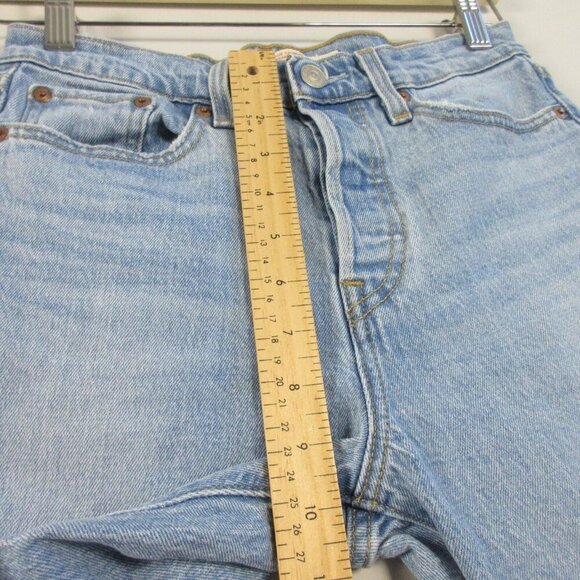Levi's Wedgie Straight Jeans Women 26 Blue Crop Cotton Button Fly Distressed 570 - Picture 13 of 15